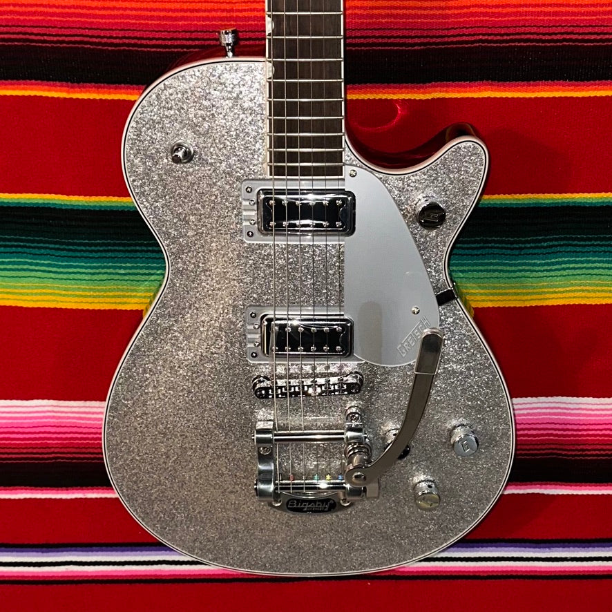 Gretsch G5230T Electromatic Sparkle Jet FT Single-Cut with Bigsby Silver Sparkle