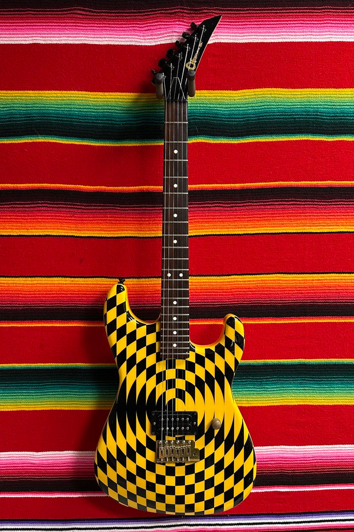 Charvel San Dimas "Pre-Production" Black/Yellow Spiral Checkerboard (1983)