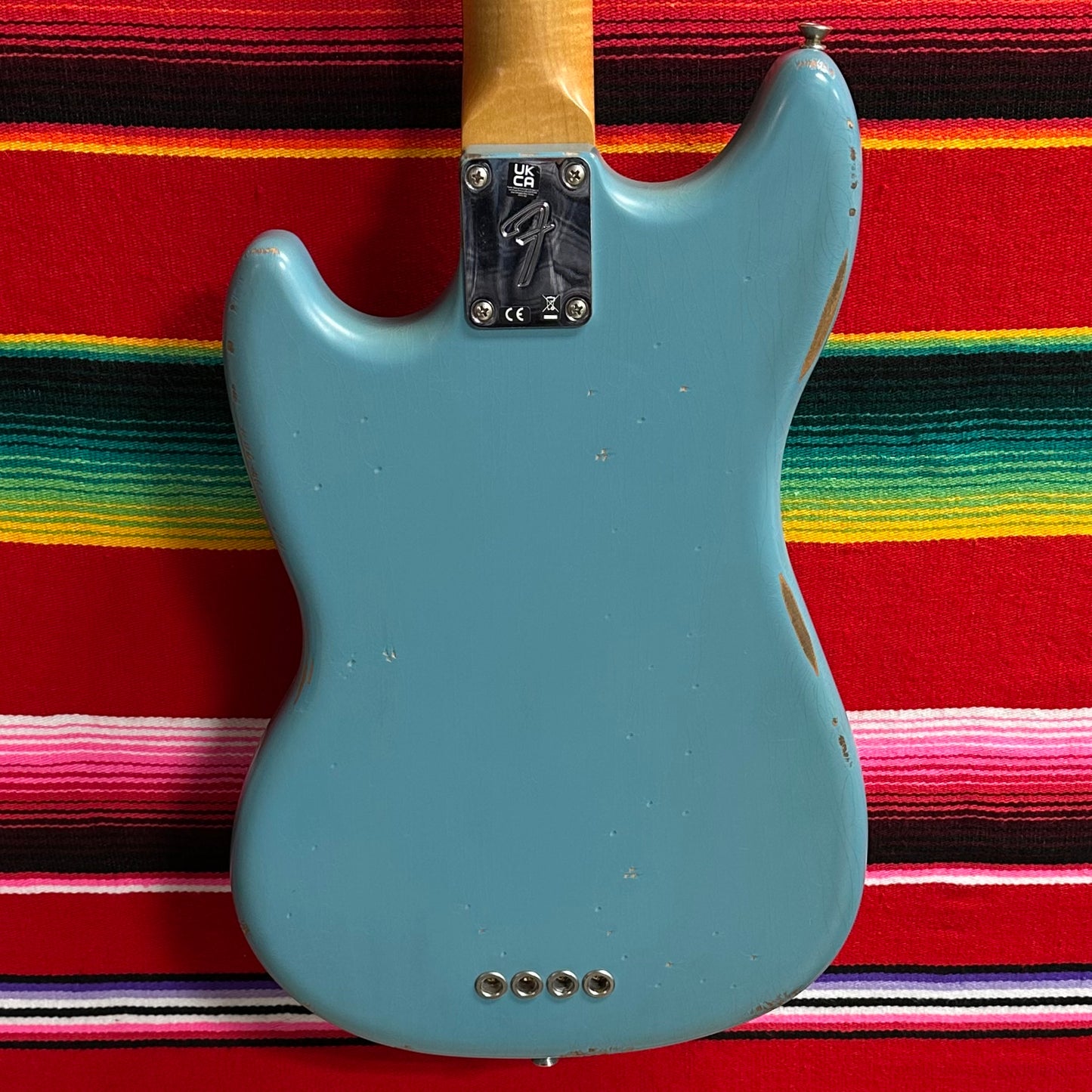 Fender MIM JMJ Road Worn Mustang Bass Faded Daphne Blue (2022)